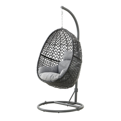 Lulu Patio PE Rattan Swing Chair With Stand - Gray