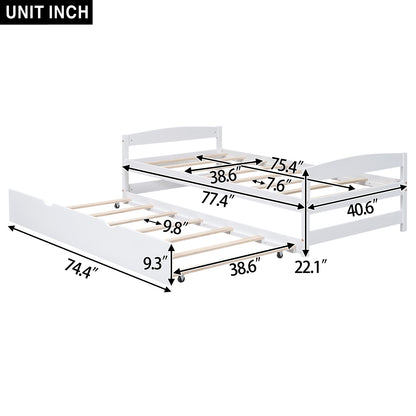 Array Twin Size Daybed with Twin Size Trundle - White