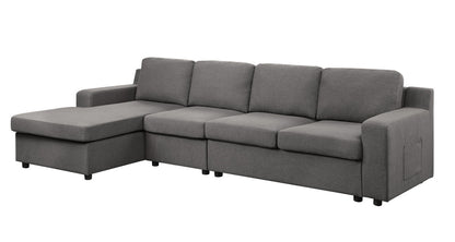 Waylon Linen 4-Seater Sectional Sofa Chaise - Gray