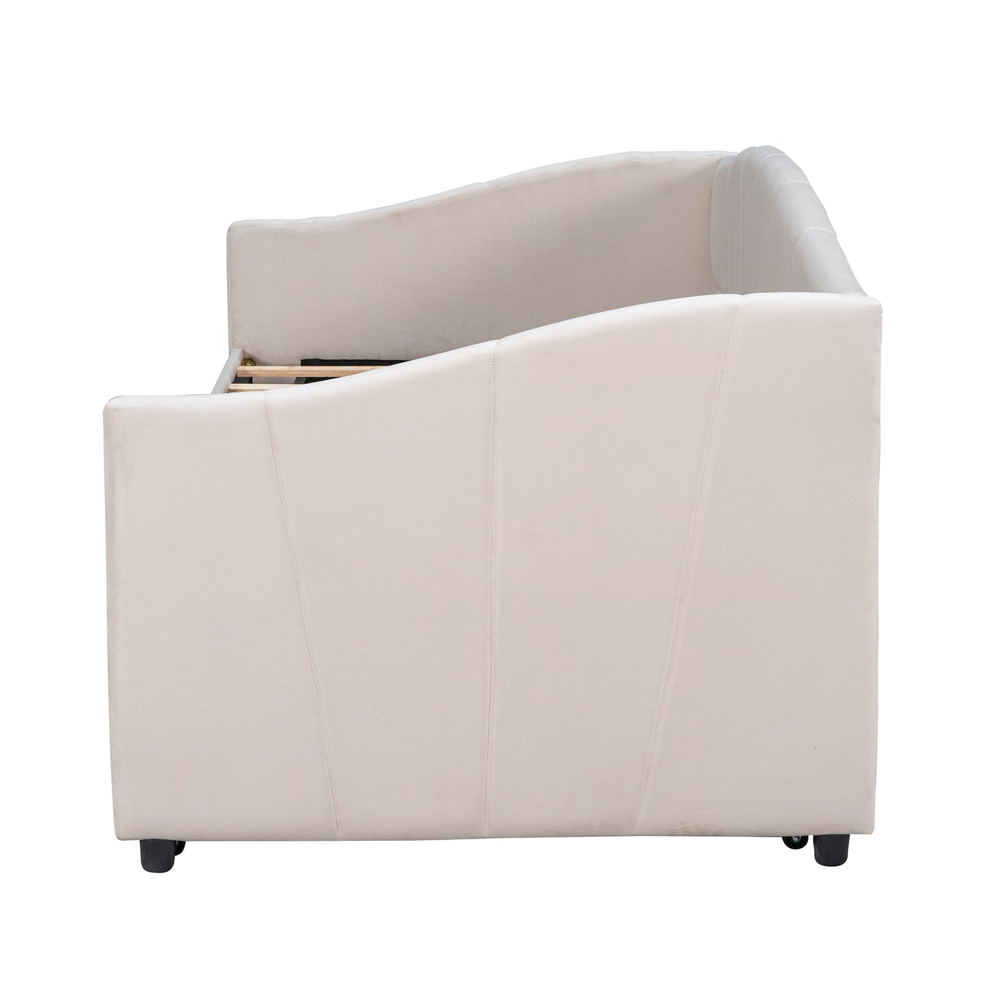 Travis Twin Size Upholstered Daybed with Trundle - Beige