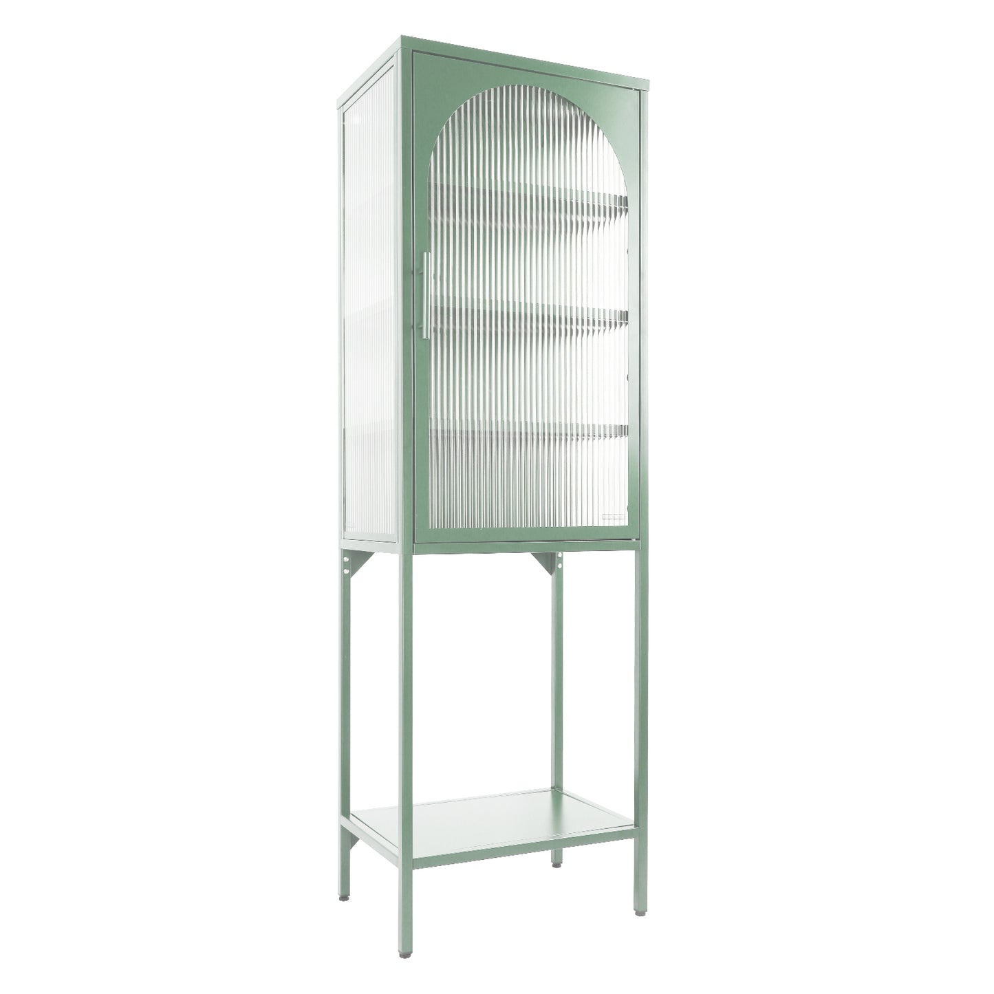 Arched Tempered Glass High Cabinet - Mint Green