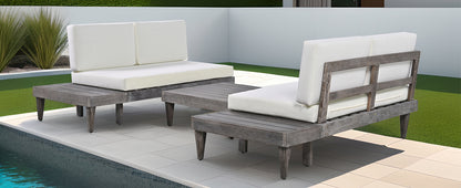 Torri 3 Pc Patio Solid Wood Sectional Sofa Set - Beige