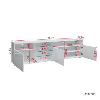 Ivan TV Stand LED High Gloss Doors - White