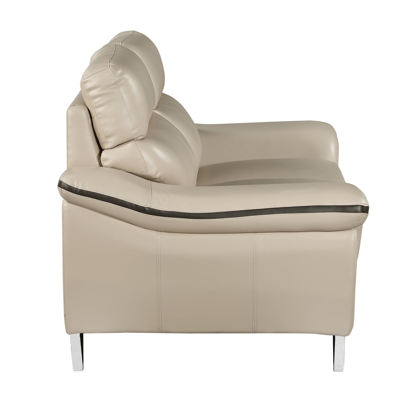 Eden Genuine Leather Loveseat - Beige