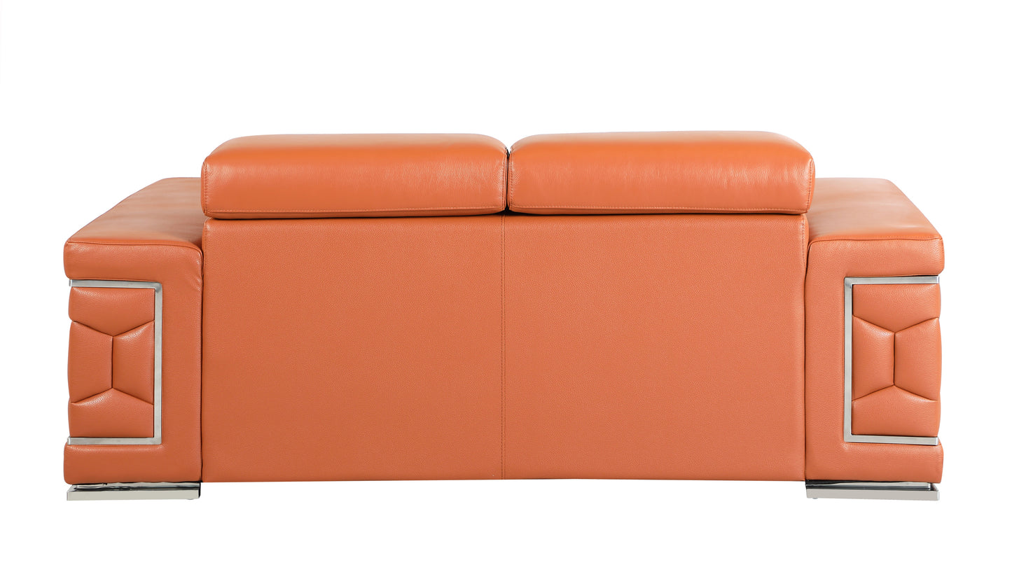 Denzel Top Grain Italian Leather Loveseat - Camel