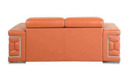 Denzel Top Grain Italian Leather Loveseat - Camel