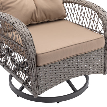 Tompkins 3 Pc Outdoor Swivel Rocker Patio Chairs - Khaki