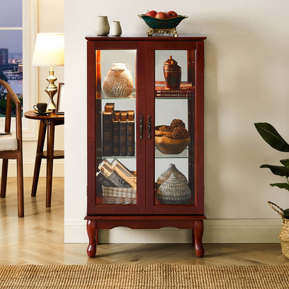 Karla Lighted Curio Diapaly Cabinet - Cherry