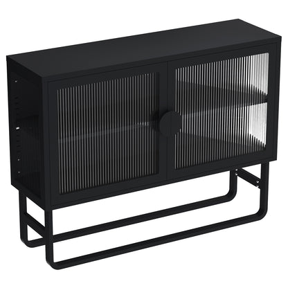 Tempered Glass Cabinet Credenza - Black