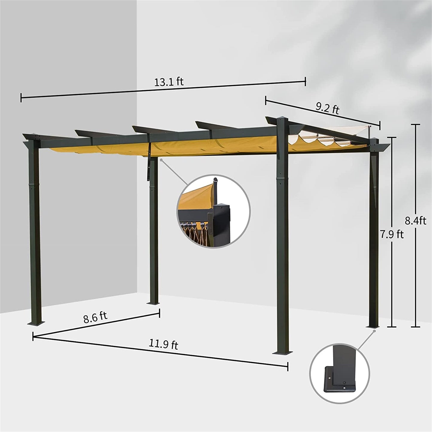 Bulah Outdoor Retractable Pergola - Dark Gray