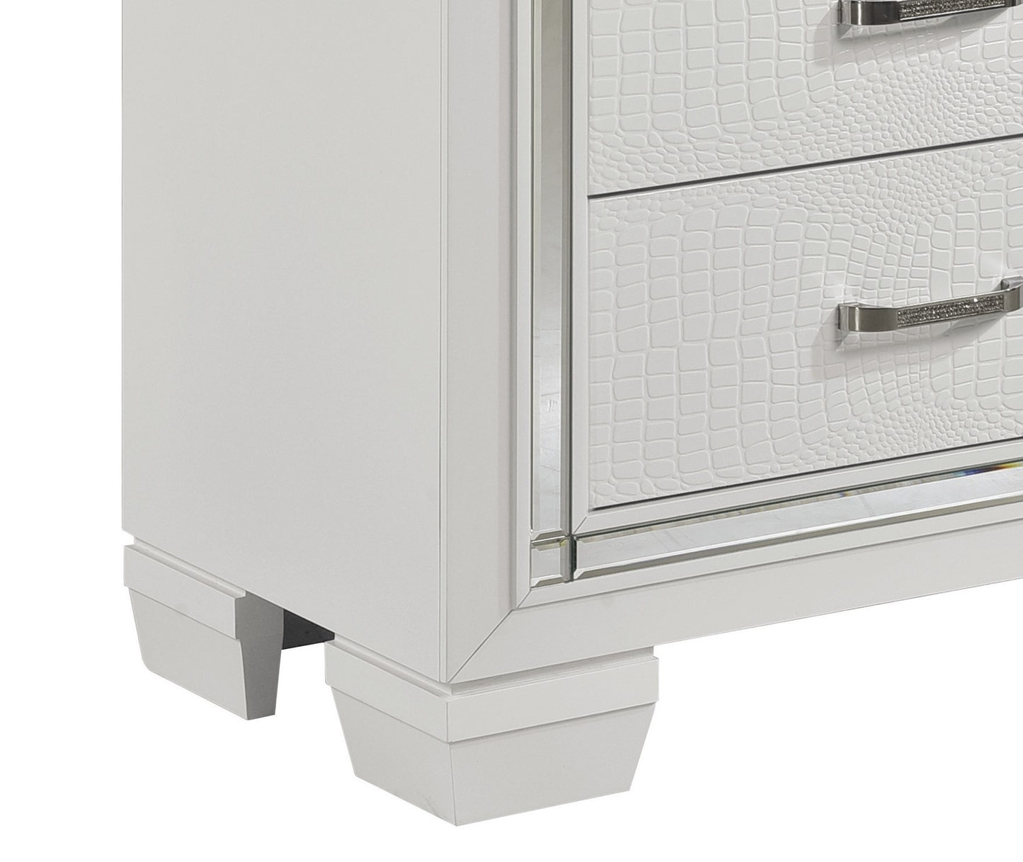 Ken Faux Alligator Embossed Textured Nightstand - White