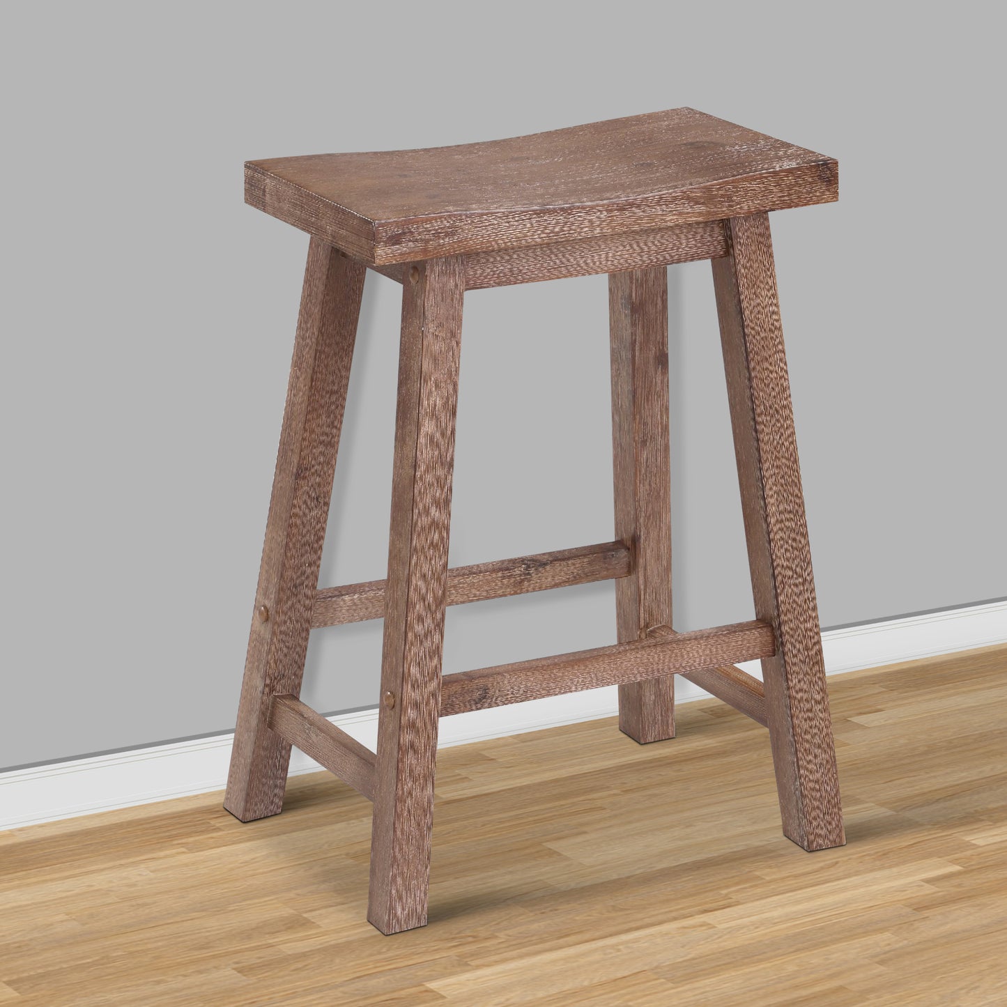 Wooden Frame Saddle Seat Counter Height Stool - Brown