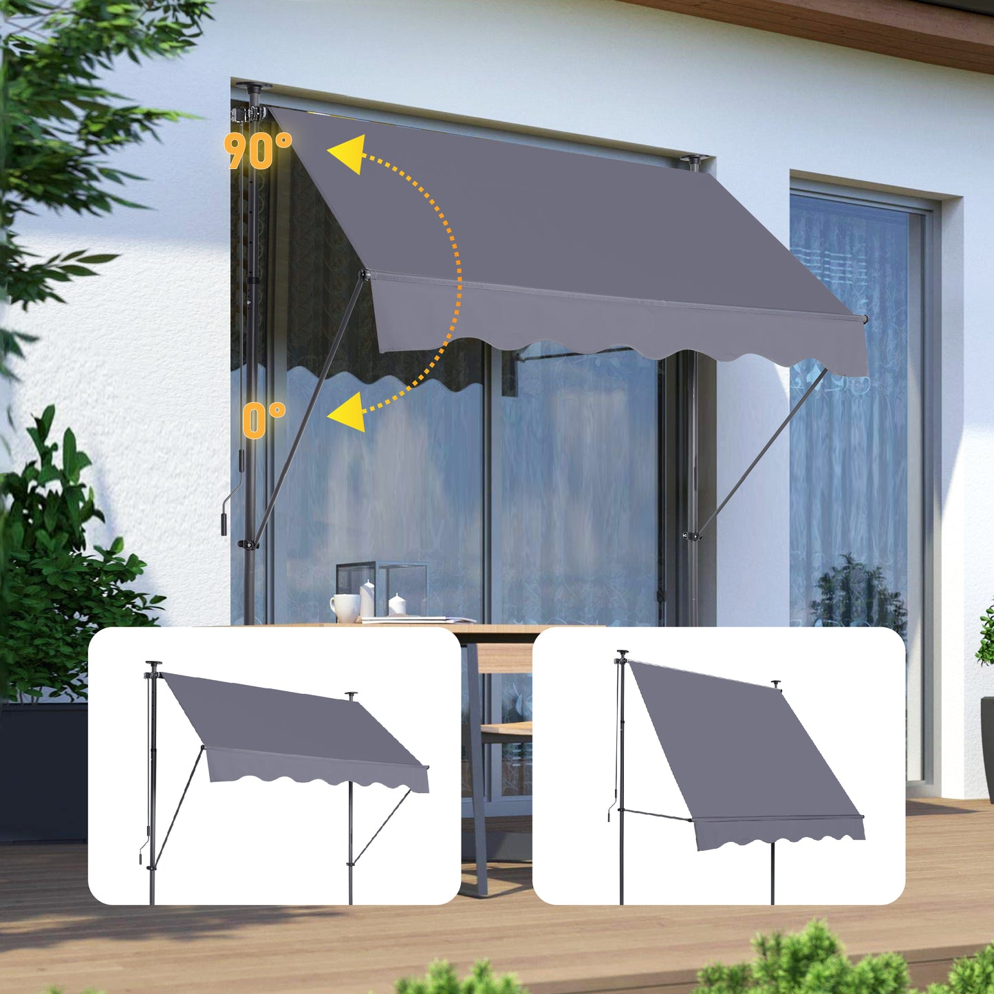 Vilma 118'' Manual Retractable Awning - Grey