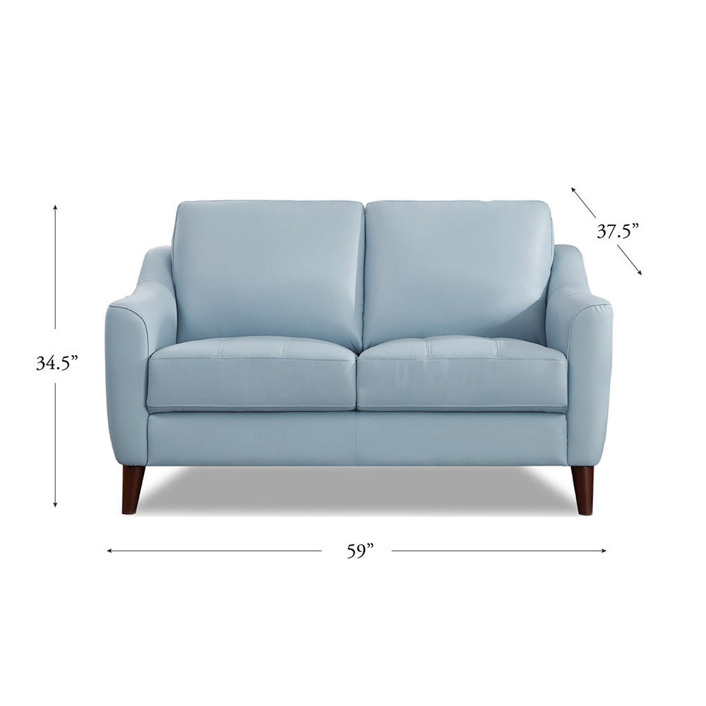 Ersa Leather Loveseat - Blue