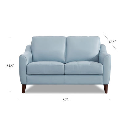 Ersa Leather Loveseat - Blue