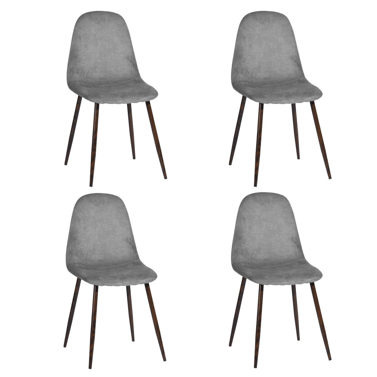 Scandinavian Velvet Chairs (Set of 4) - Light Gray