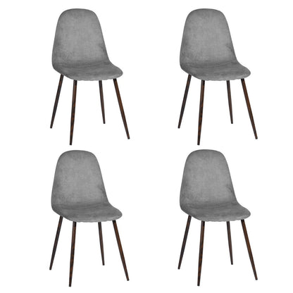 Scandinavian Velvet Chairs (Set of 4) - Light Gray