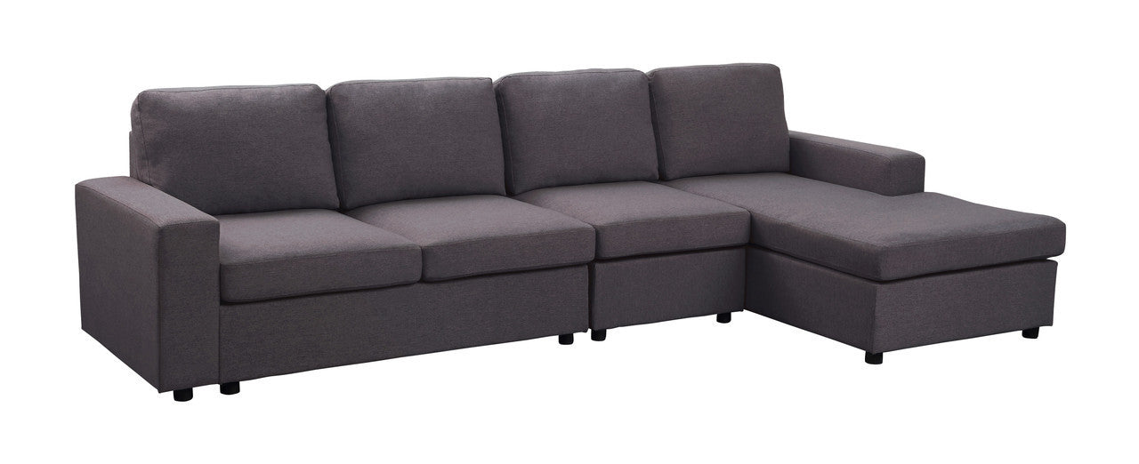 Dunlin Linen Reversible Modular Sectional Sofa Chaise - Dark Gray