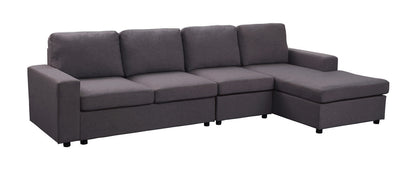 Dunlin Linen Reversible Modular Sectional Sofa Chaise - Dark Gray