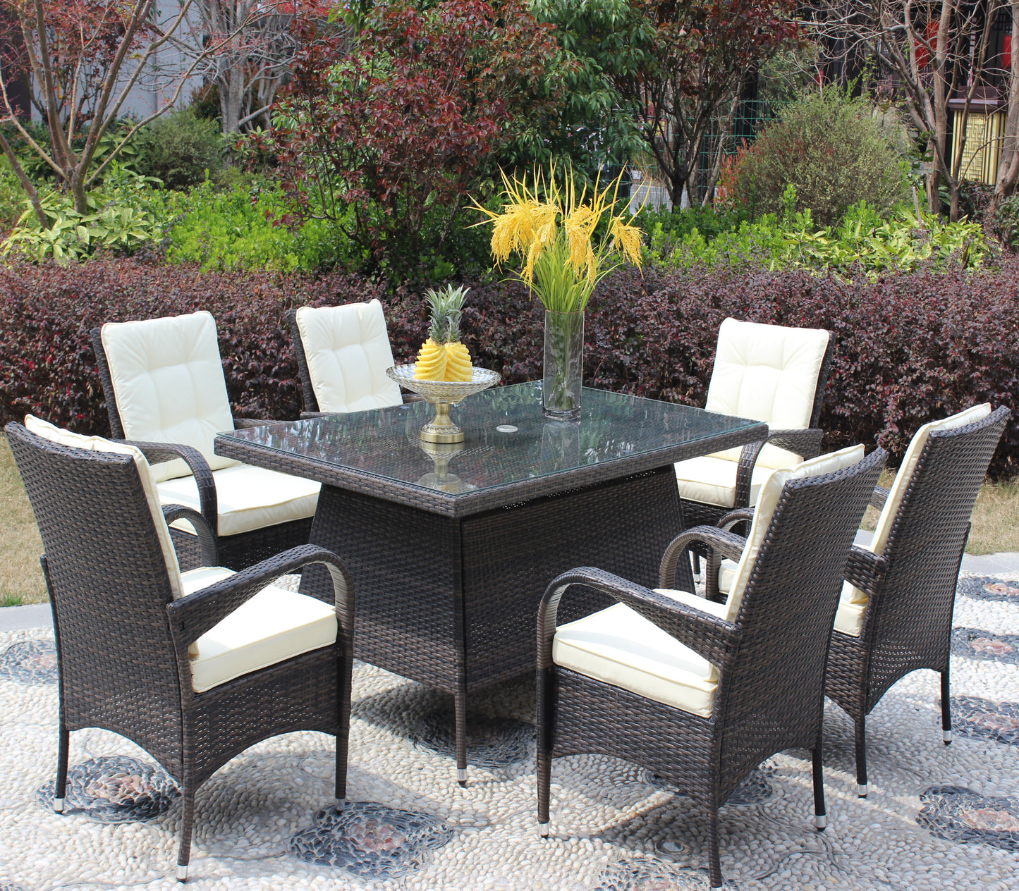 Lugo 7 Pc Patio Rectangular Dining Set