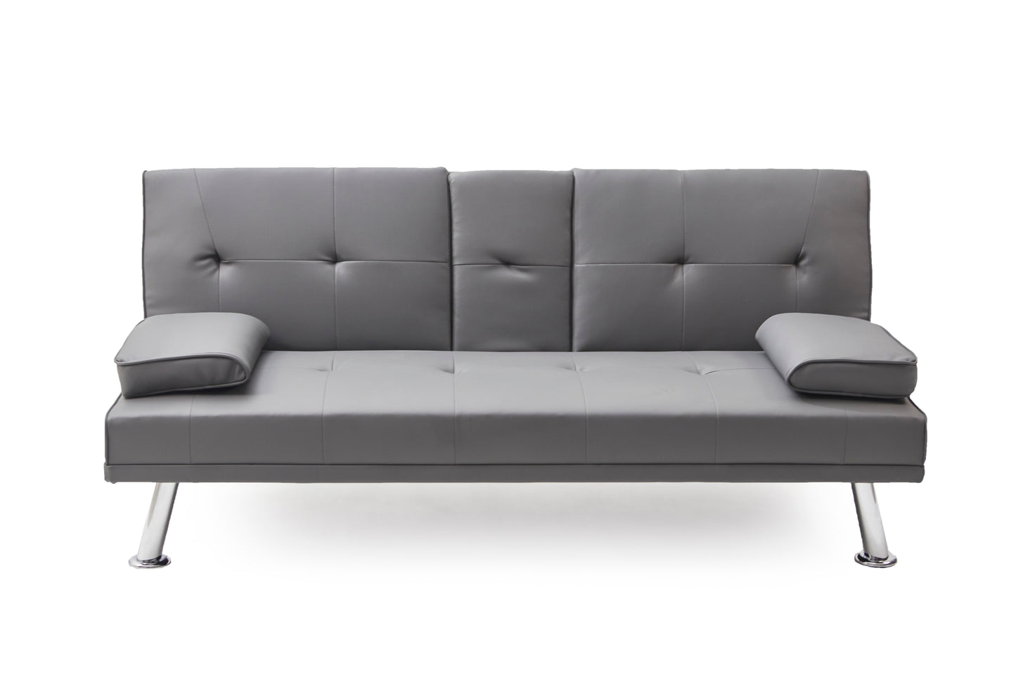 Neza Convertible Faux Leather Sofa Bed  - Grey