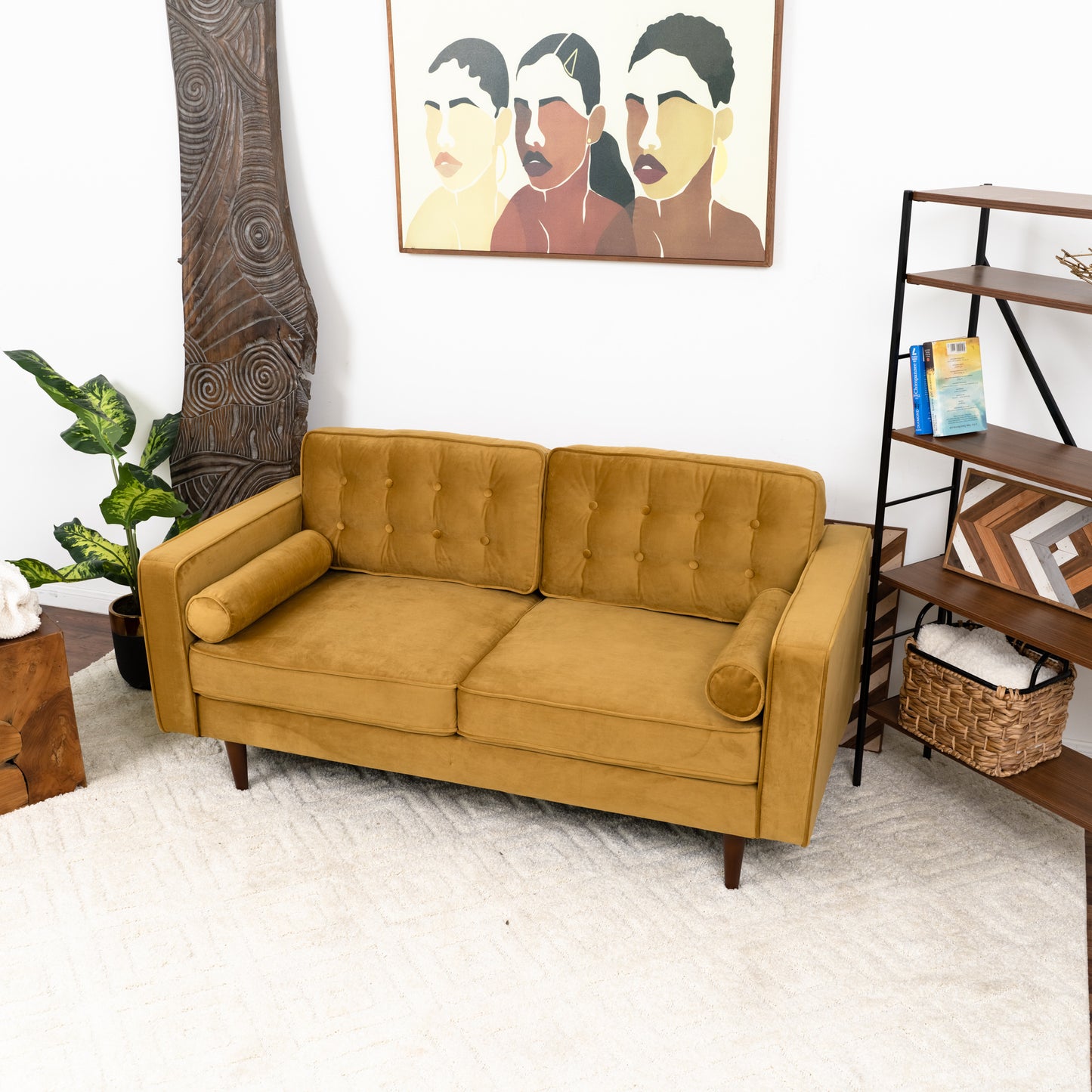 Casey Velvet Loveseat - Yellow