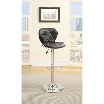 Chrome Adjustable Bar Stools - Black Set of 2