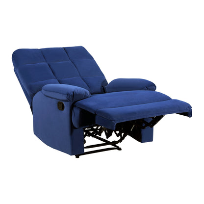 Ora Velvet Upholstery Square Tufted Recliner - Blue