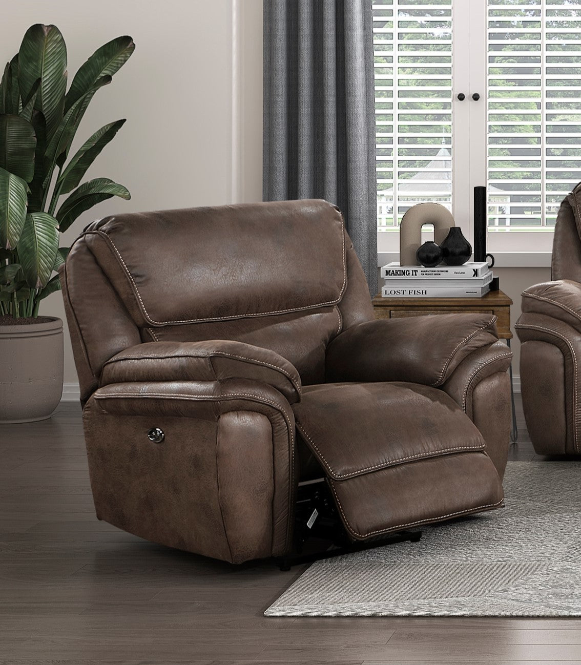 Brock Power Reclining Chair - Brown