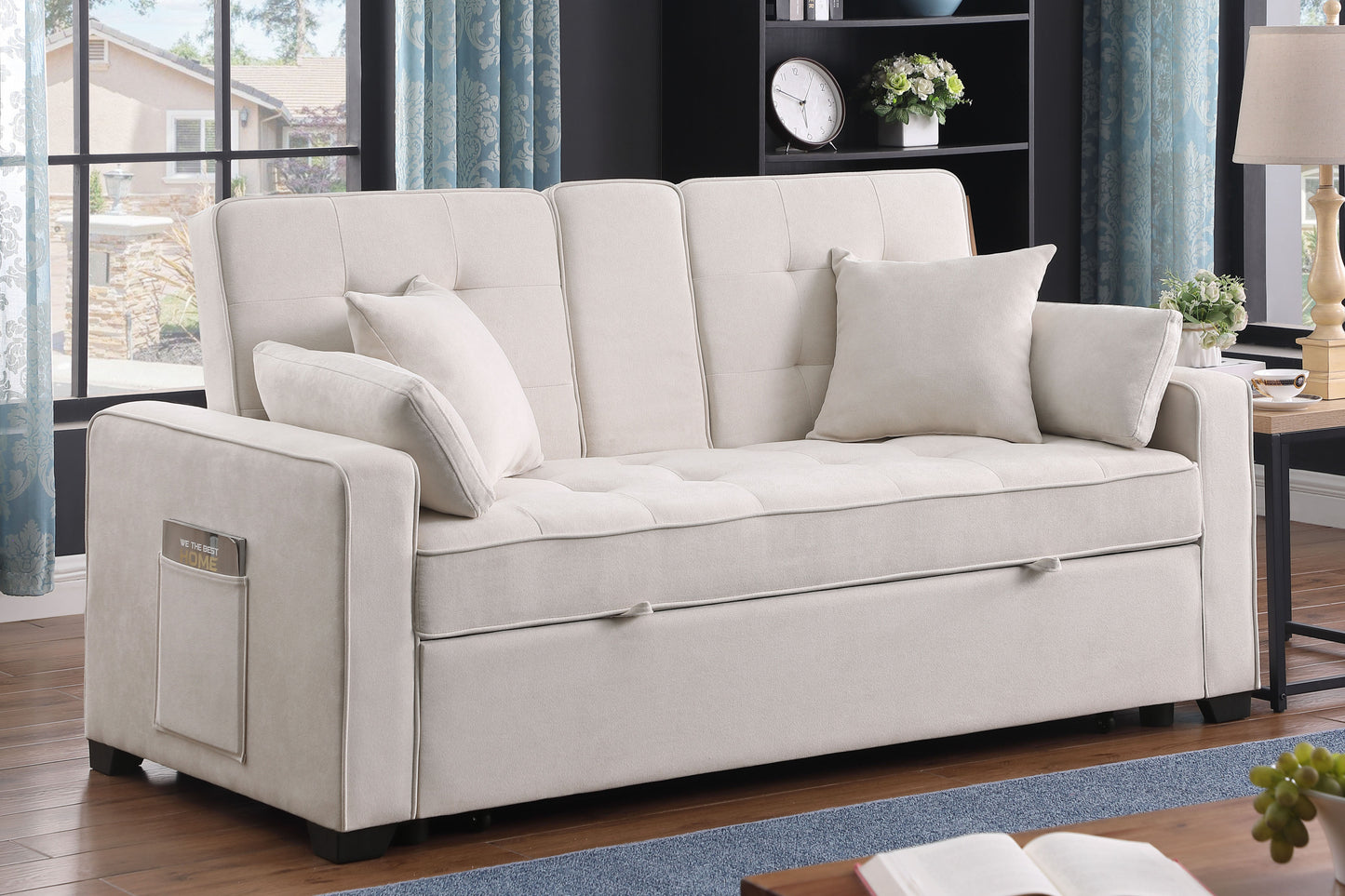 Cody II Woven Fabric Convertible Sleeper Loveseat - Beige