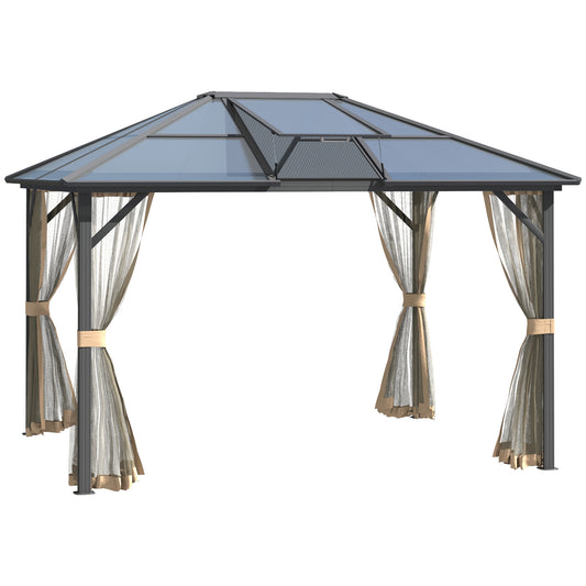 Kaplan 10 x 12 ft Hardtop Gazebo Canopy with Top Vent - Gray