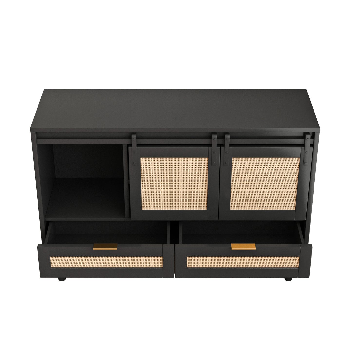 Sliding Barn Door Storage Cabinet - Black