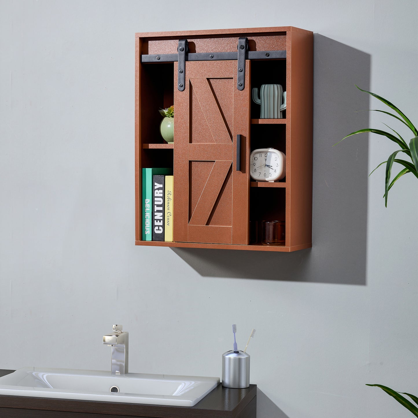 Lumber Wood  Storage Cabinet - Brown