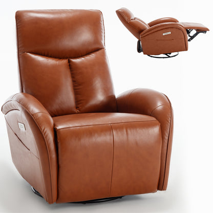 Vince Swivel and Rocker Power Recliner Chair - Brown