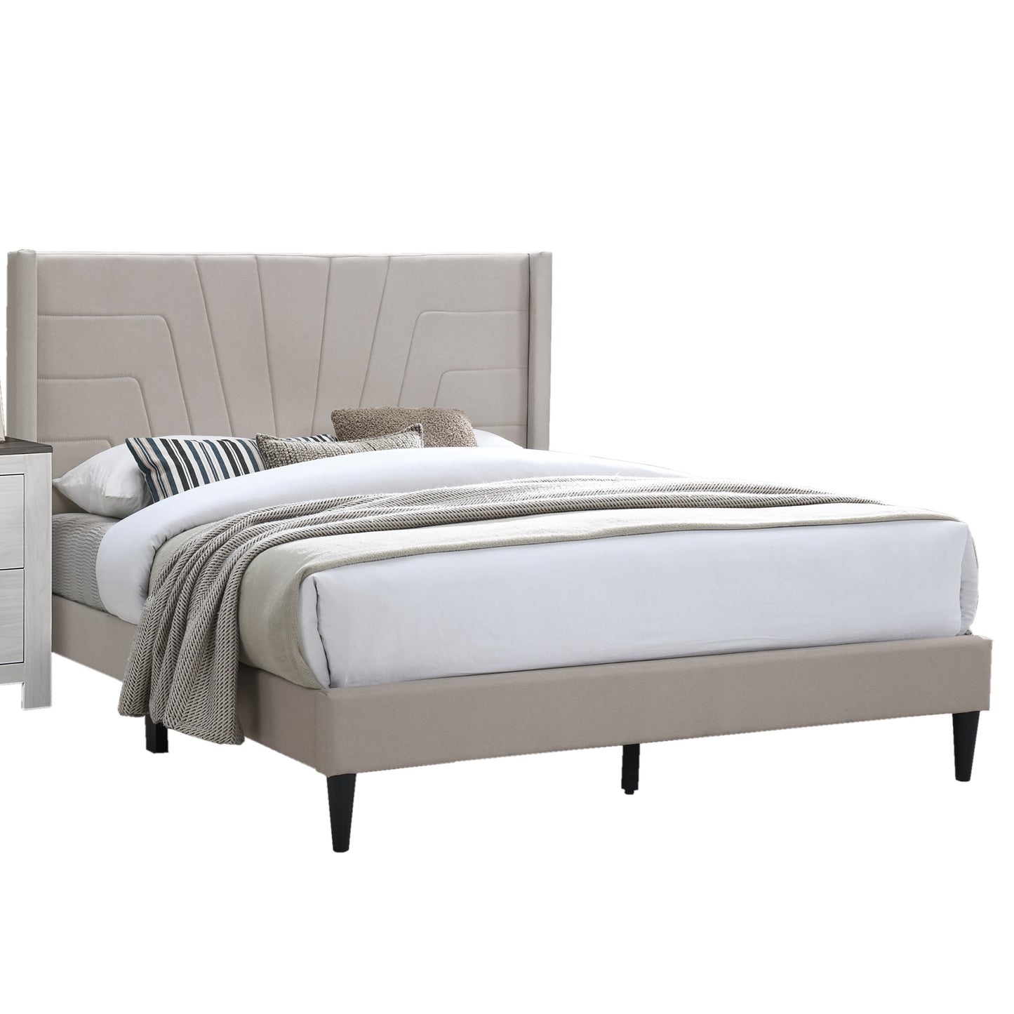 Tranet Queen Size Bed - Light Brown