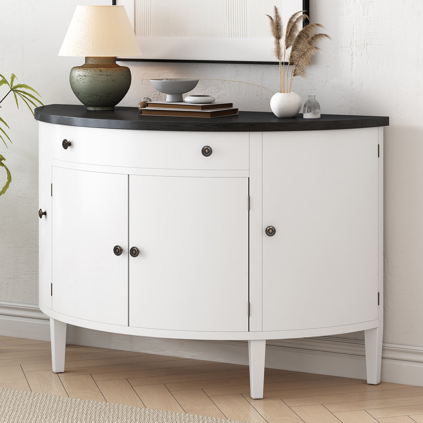 Hobs Curved Design Storage Cabinet - White