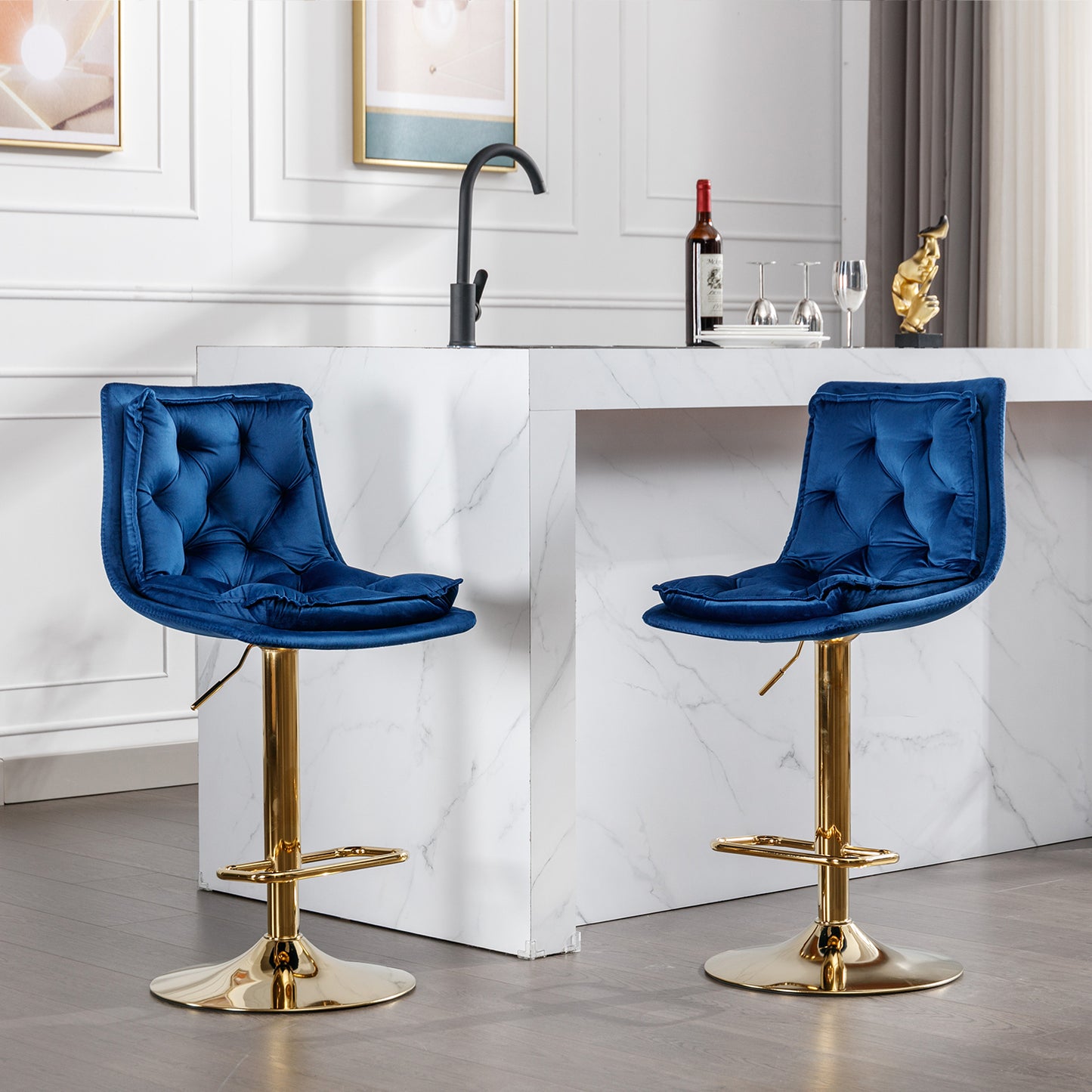 Valor Swivel Bar Stools - Blue Set of 2