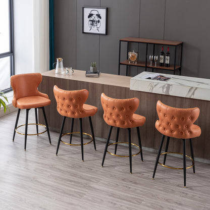 Swivel Bar Stools Counter Height 25"  -  Orange Set of 2