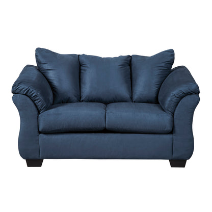 Aruca Microfiber Pillow Back Loveseat - Navy Blue