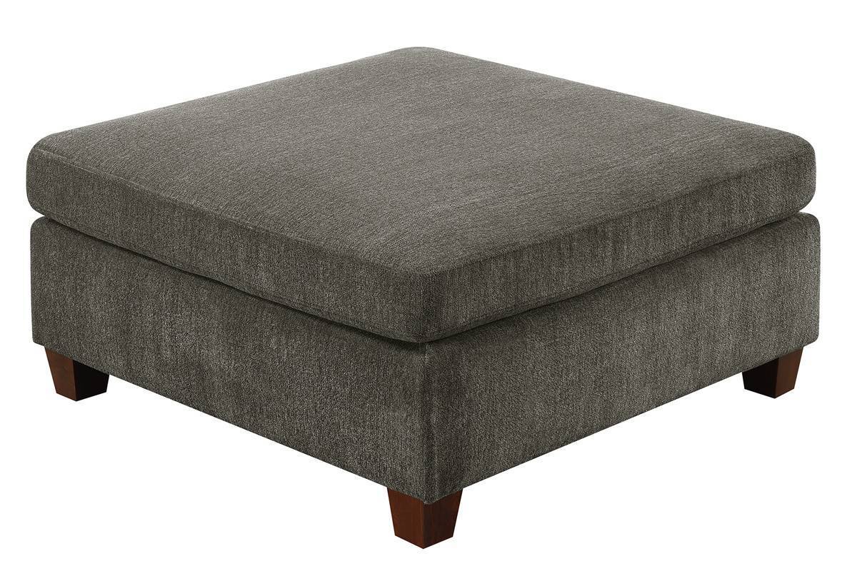 Verma Grey Chenille Modular Sectional 6pc Set 3x Corner Wedge 2x Armless Chairs and 1x Ottoman