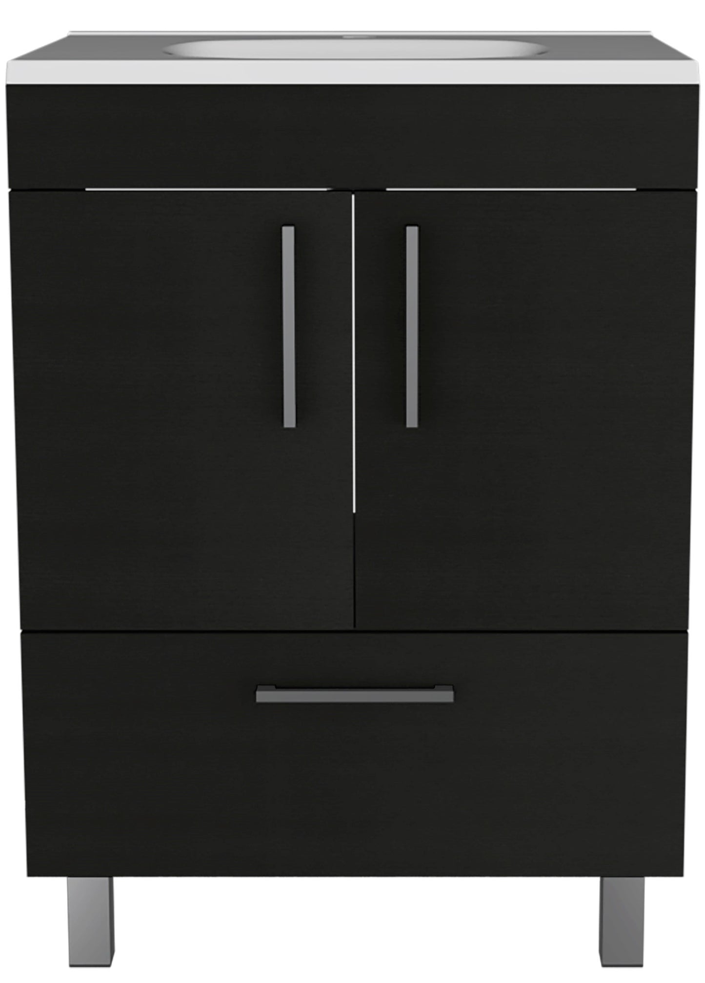 2-Door Rectangle Single Bathroom Vanity - Black