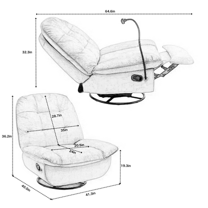 Tate Swivel Gliding Rocking Chair - Ivory