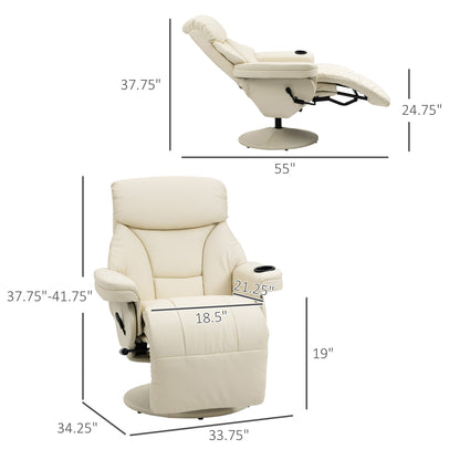 Crawford Swivel Recliner Armchair - Cream