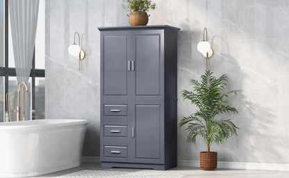 Lofty Cabinet with Doors Three Drawers - Grey