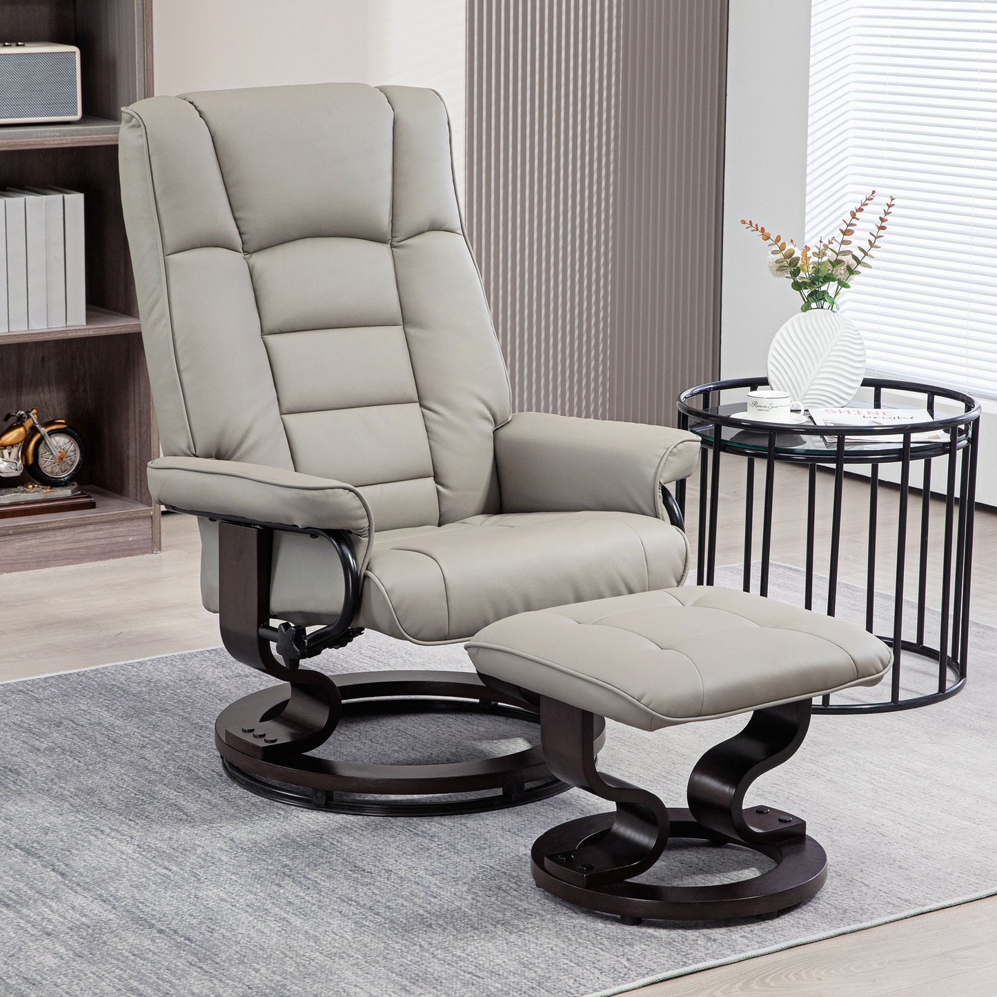 Lulu Swivel Recliner with Ottoman - Gray