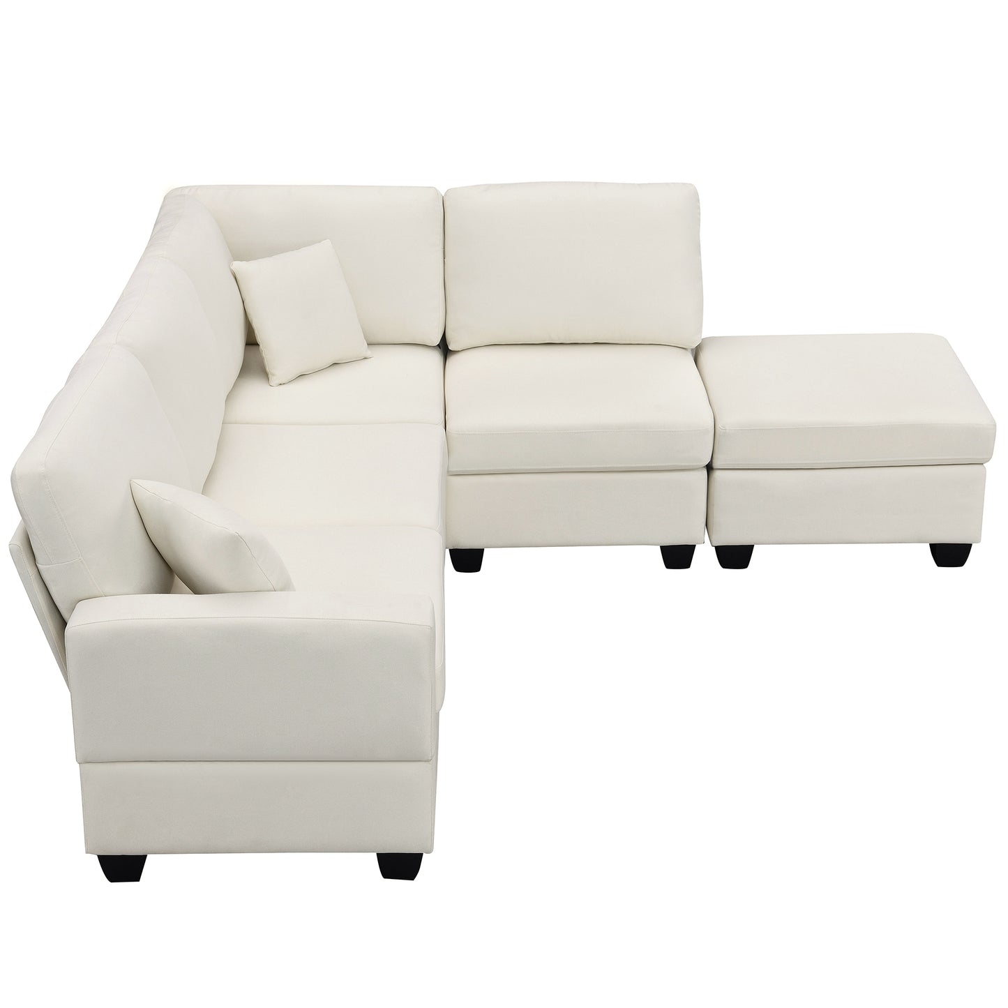 Aria 5-Seat Modular Sectional Set with Convertible Ottoman - Beige