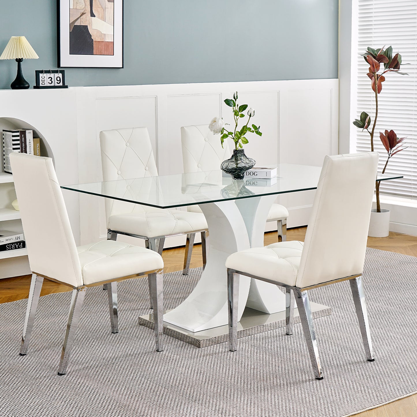 Valerio Pu Dining Chairs with Chrome Leg (Set of 2) - White