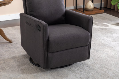 Cotton Linen Fabric Swivel Rocking Chair - Dark Gray