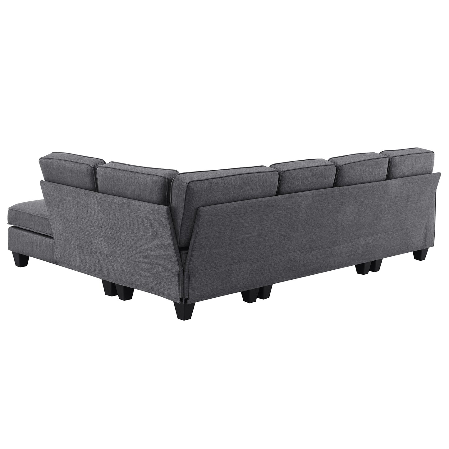 Vortex 7-seat Linen Fabric L-shaped Sectional Sofa - Gray