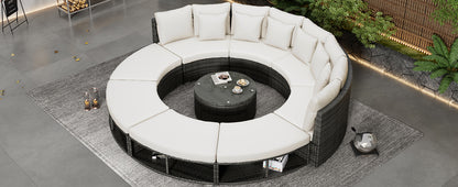 Serrano 9 Pc Outdoor Patio Circular Outdoor Sofa Set - Beige